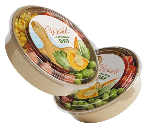Kemasan salad dengan label