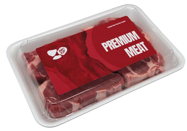 Kemasan daging beku dengan label