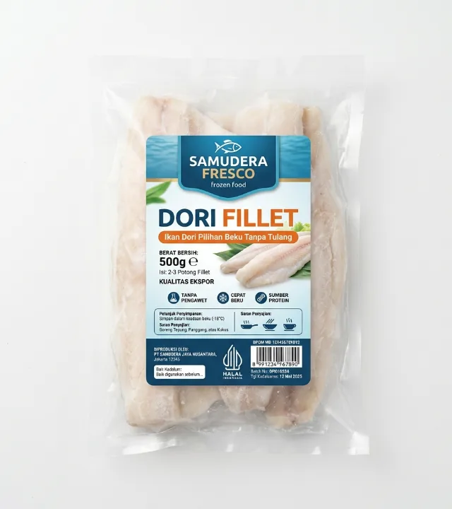 Contoh kemasan 1 dengan Sticker Label Frozen Food